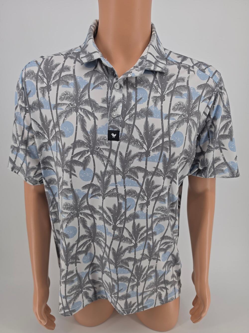 Men's Large Bad Birdie Leisurely Palmtree Polo